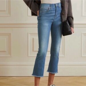 Veronica Beard Carly Kick Flare High Rise Jeans Sunrise Wash Size 25/0 Raw Hem